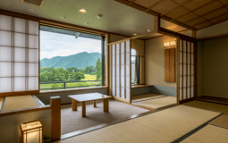 【葵館和室】窓からは四季折々の景色を眺め、非日常のお時間をお楽しみ頂くことができます。