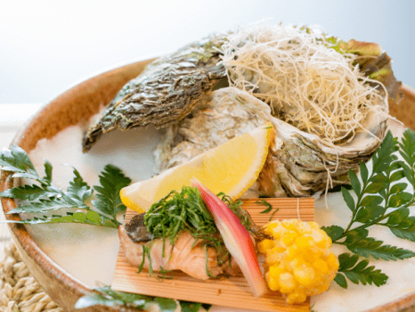 焼物一例：隠岐の夏牡蠣フィロー包み