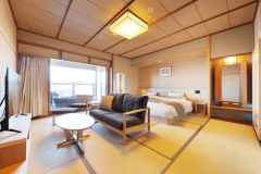 ベランダに露天風呂付ハリウッドツインモダン和室