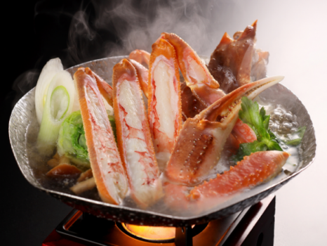 冬のお料理一例：-松葉カニすき鍋、鍋野菜（游月特選かにディナー）