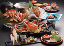 特選蟹ディナー一例（茹で蟹・焼き蟹は二名様相当）