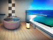 全室に海一望オーシャンビューの景色を楽しめる「温泉露天風呂」を設けました。完全プライベートバスですのでいつでも好きな時に温泉をお楽しみ頂けます。