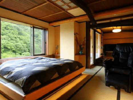 [Hoshimi]Valley-view Japanese&Western-style room(12 tatami), with semi-open-air hot spring bath（Non smoking）