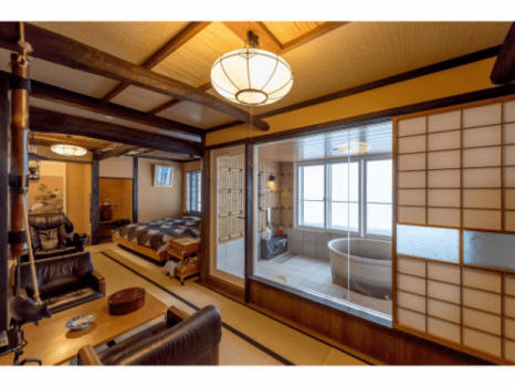 [Hoshimi]Valley-view Japanese&Western-style room(12 tatami), with semi-open-air hot spring bath（Non smoking）