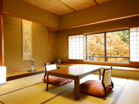 鳳凰殿特別室(秋)奥左手には14.5畳の本間、手前左手には8畳の副室、奥右手には6.5畳の副室など有