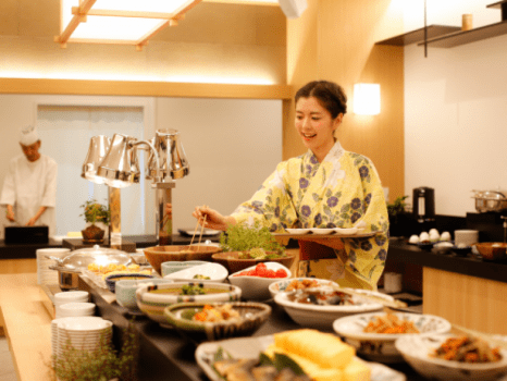 ～約40種類の朝食バイキング～　色とりどりの食材をみていたらいつもより沢山食べちゃいそう♪