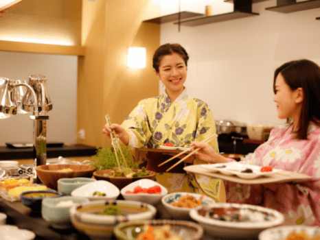 ～約40種類の朝食バイキング～　二人で仲良くいろとりどりのバイキングを楽しんでみては♪