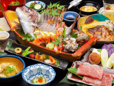 ～日本海の豪快舟盛りと極上能登牛しゃぶ会席～　当館一番人気の舟盛グルメ会席に能登牛を添えてW満足