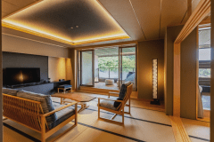 【客室】西の館「天ゆら」和ベッド　温泉露付プレミアムスイート　イメージ