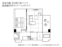 喜多の館【吉祥】和ベッド　温泉露付DXスイートAタイプ　間取り図イメージ