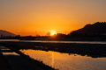 ■筑後川の夕景■キラキラと、夕日が跳ねる筑後川。当館周辺は知る人ぞ知る、夕日の絶景スポットなのです