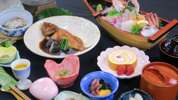 2025年春夏 海づくし黒潮標準料理　夕食イメージ（台の物が替わります）