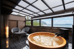 【ひいらぎ】萩指月温泉・露天風呂付客室（イメージ・部屋確約不可）菊ヶ浜を一望する至福のひととき※2024年7月・露天風呂部分のみリニューアル