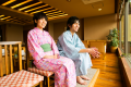 ■菊ヶ浜一望☆足癒浴/特に冬場が人気。庭園と菊ヶ浜海岸を見渡せます