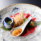 名物　信州特産・馬刺しのたたき～すぎもと流