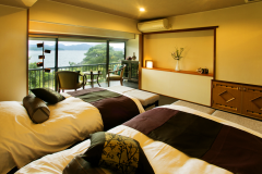 海側☆半露天風呂付客室ツイン☆萩温泉☆客室風呂