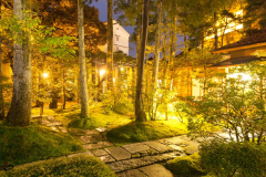 苔が美しい小堀遠州ゆかりの日本庭園。夜はライトアップされ散策もできます。