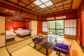 [Aki no Yakata - Vermilion walled Semi-Deluxe Japanese & Western Style Room / Shūen-no-Ma] 10 Tatami Mats + Twin Beds