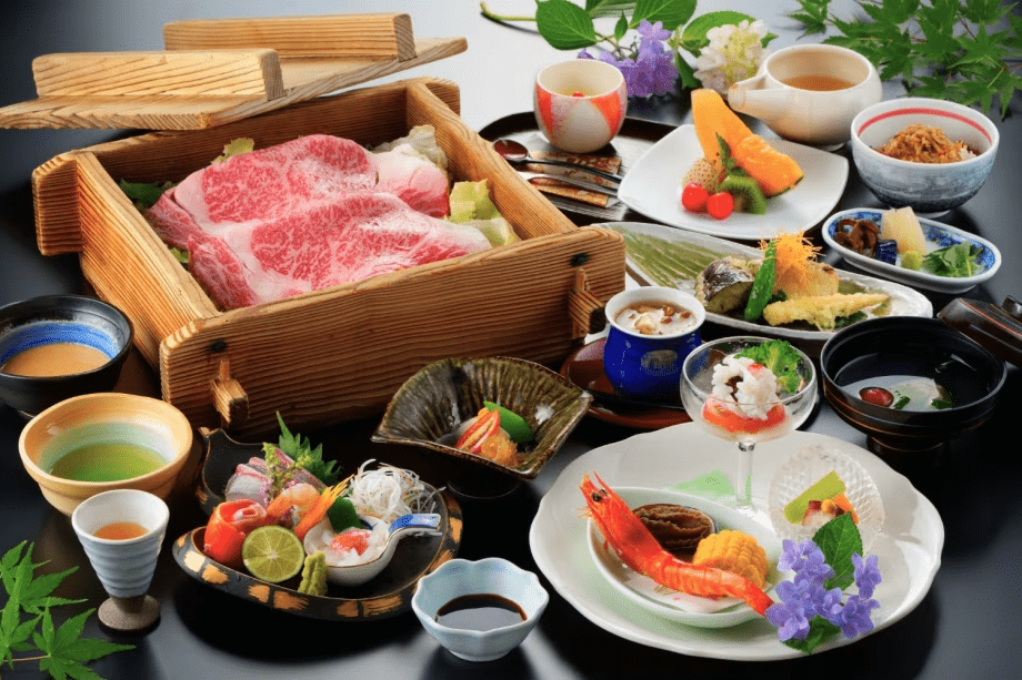 【料理長おすすめ】メインはおおいた和牛蒸ししゃぶ会席料理！無料の貸切風呂付き＜夕食お食事処＞
