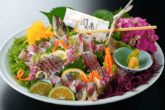 【お料理ランクアップ】佐賀関直送の関あじ姿造り付き！おおいた和牛の蒸ししゃぶ会席料理＜夕食お食事処＞