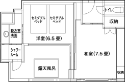 【リニューアル】露天風呂付和洋室 竹林側51㎡(ツイン洋室+和室7.5畳) 【リニューアル】露天風呂付和洋室 竹林側51㎡(ツイン洋室+和室7.5畳)
