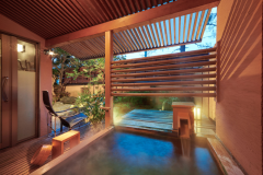 部屋　別邸「美悠」温泉露天風呂付スイート　和洋室　坪庭側
※「山吹」をお部屋の一例として紹介しています。
※お泊りのお部屋により、間取り、設備、備品などが異なる場合がございます。