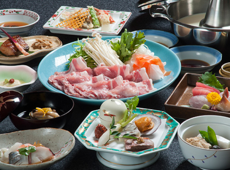 名湯で舌鼓！柔らかヘルシー豚ロースの豆乳しゃぶしゃぶ鍋ぷらん♪【1泊2食付・食事はお食事処】