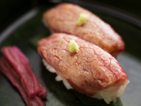 しまね和牛のあぶり寿司は最高です。
